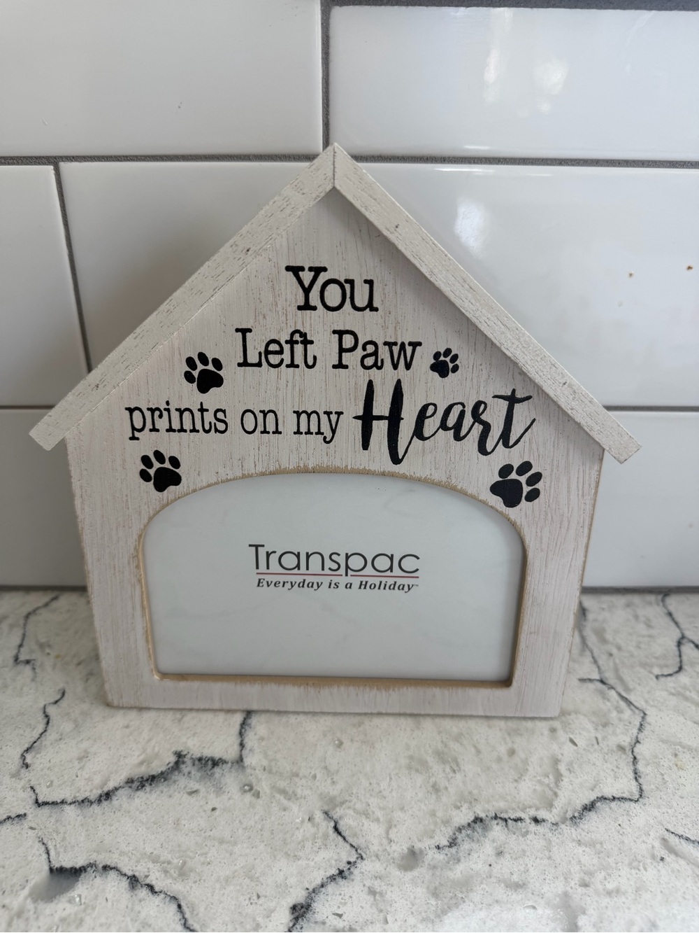 PHOTO FRAME-'You Left Paw Prints on My Heart' Dog House Pet memory wooden frame
